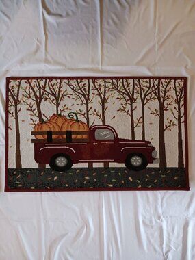21” x 34" Red Truck W/Pumpkins Floor Mat